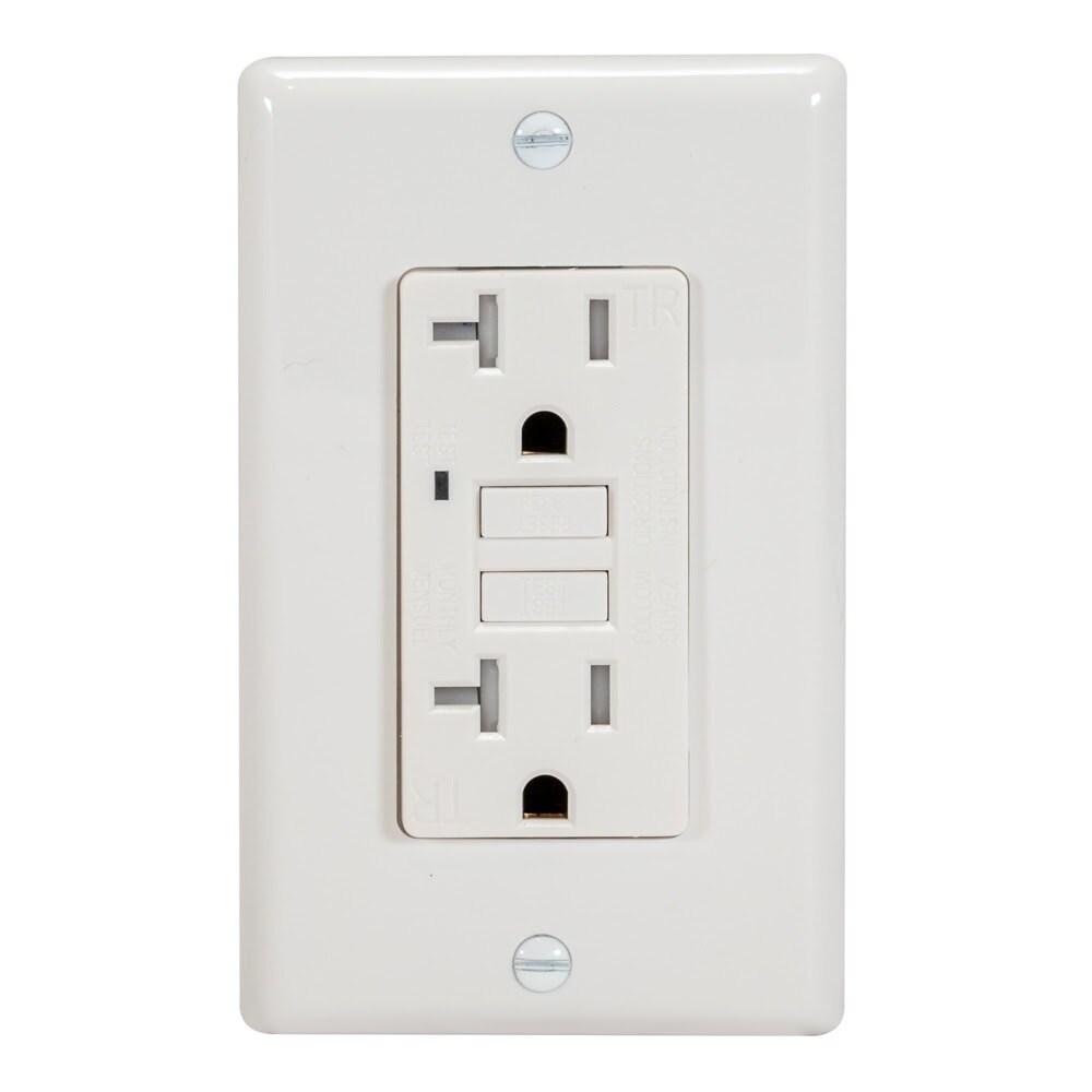 Eastman 62175 20 Amp 125 Volt Tamper Resistant Self Test Slim Duplex GFCI Outlet with Wall Plate - 3