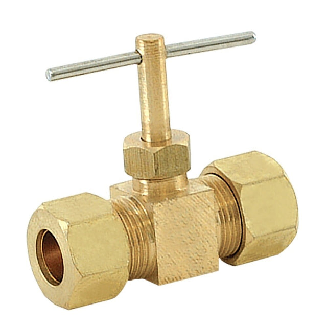 Eastman 65827LF 3/8 in. x 3/8 in. OD Straight Needle Valve for Appliance Installation and Repair