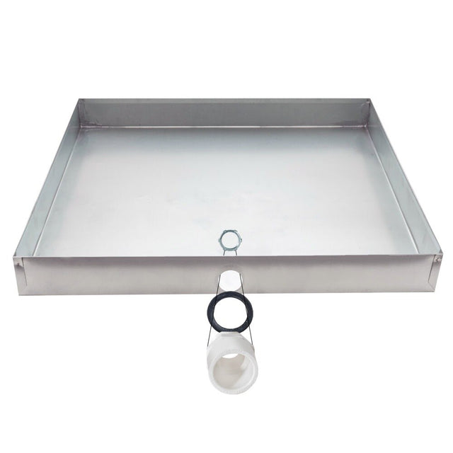 Eastman 69050 30 in. x 30 in. Square Galvanized Water Heater Drain Pan with PVC Fitting