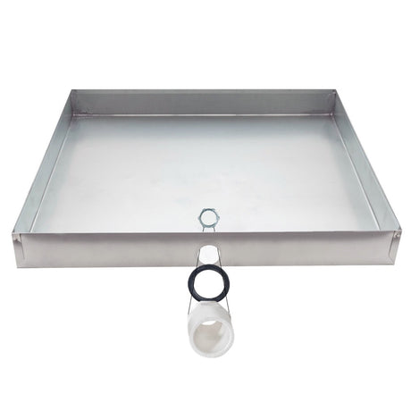 Eastman 69050 30 in. x 30 in. Square Galvanized Water Heater Drain Pan with PVC Fitting