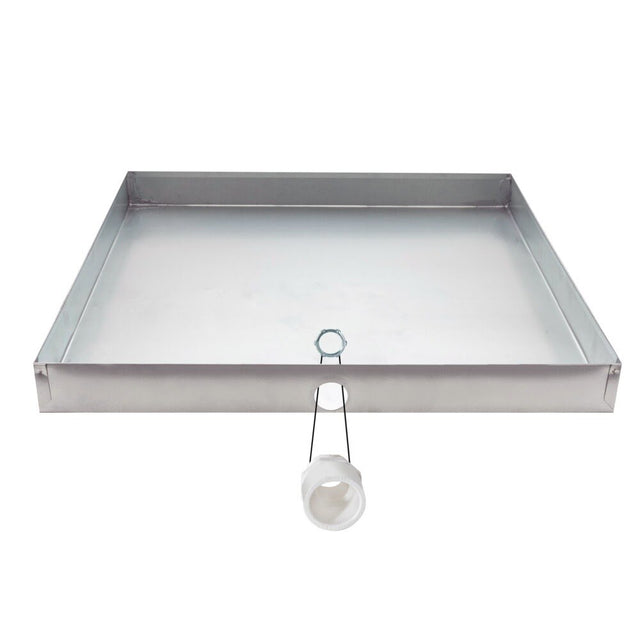 Eastman 69052 24 in. x 24 in. Square Galvanized Water Heater Drain Pan with 1 in. PVC Fitting