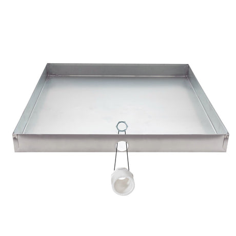 Eastman 69052 24 in. x 24 in. Square Galvanized Water Heater Drain Pan with 1 in. PVC Fitting