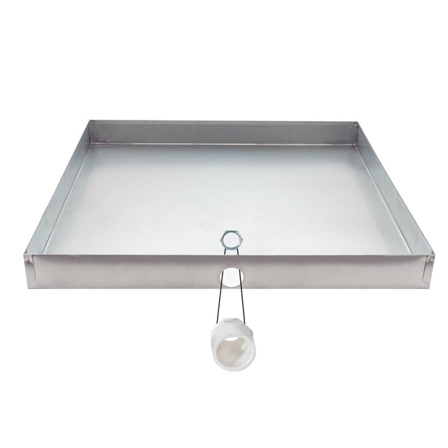 Eastman 69052 24 in. x 24 in. Square Galvanized Water Heater Drain Pan with 1 in. PVC Fitting