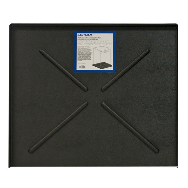 Eastman 70486 24.5 in. x 20.5 in. Black Plastic Dishwasher Pan with 3 Wall Leak Protection