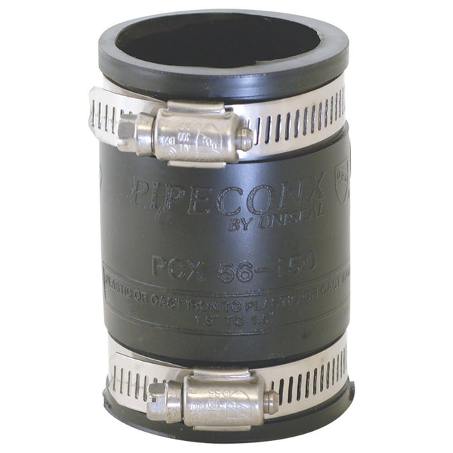 Eastman 86000 1-1/4 in x 1-1/4 in Flexible Rubber Coupling for Cast Iron Plastic or Steel Pipe