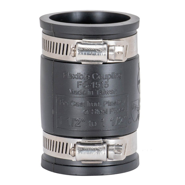 Eastman 86001 1-1-2 in x 1-1-2 in PVC DWV Flexible Coupling with Stainless Steel Clamps