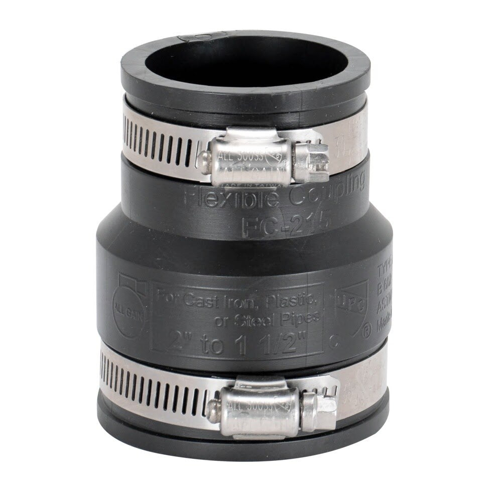 Eastman 86002 2 in. x 1-1/2 in. Flexible Coupling for Cast Iron Plastic and Steel Pipes