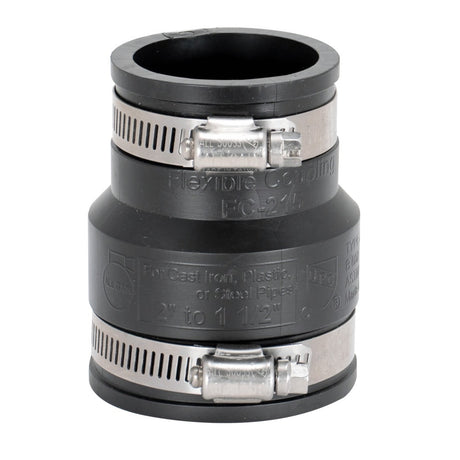 Eastman 86002 2 in. x 1-1/2 in. Flexible Coupling for Cast Iron Plastic and Steel Pipes
