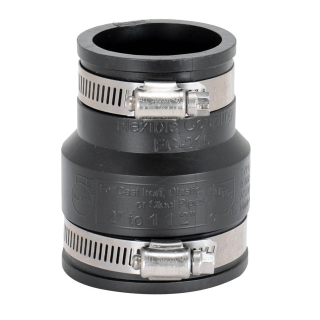 Eastman 86002 2 in. x 1-1/2 in. Flexible Coupling for Cast Iron Plastic and Steel Pipes