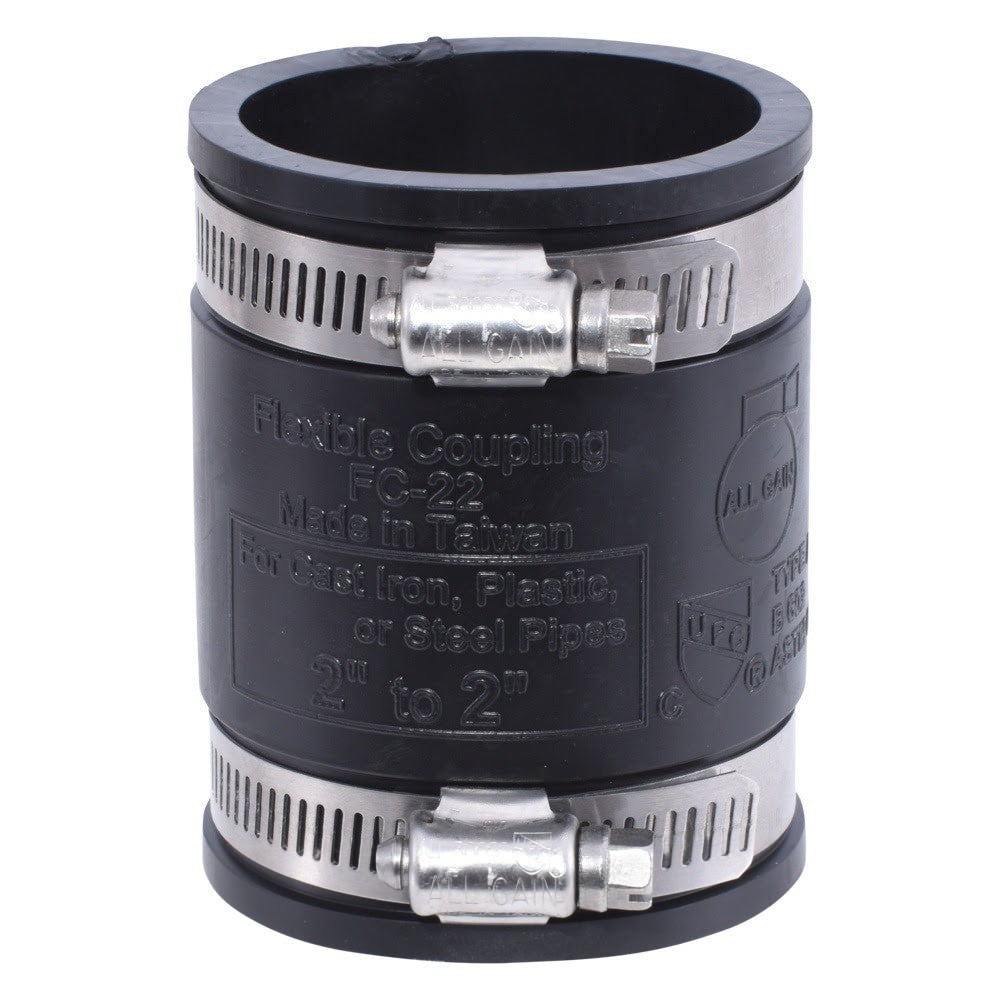 Eastman 86003 2 in x 2 in Flexible PVC Mechanical Coupling with Stainless Steel Clamps - 3