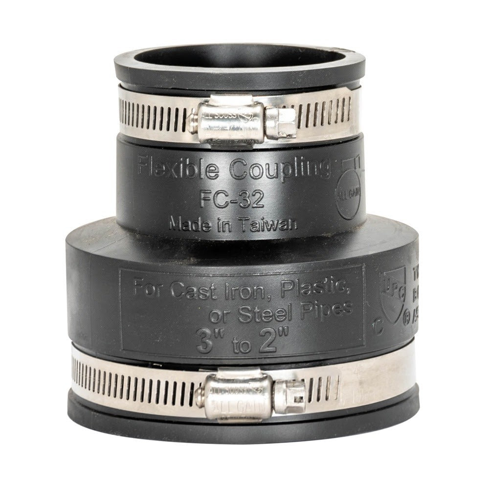 Eastman 86004 3 in. x 2 in. Flexible Coupling for Cast Iron Plastic or Steel Pipes