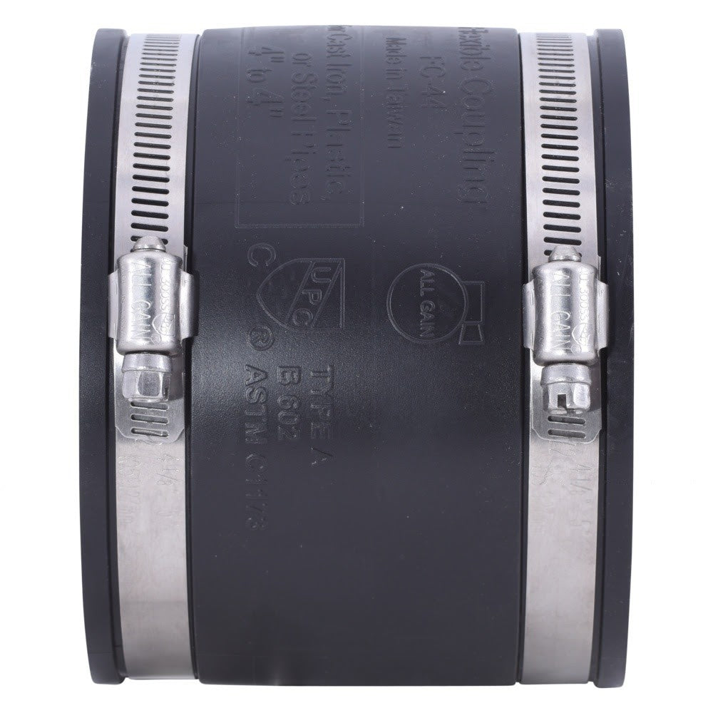Eastman 86007 4 in x 4 in Flexible Rubber Pipe Coupling with Stainless Steel Clamps - 2