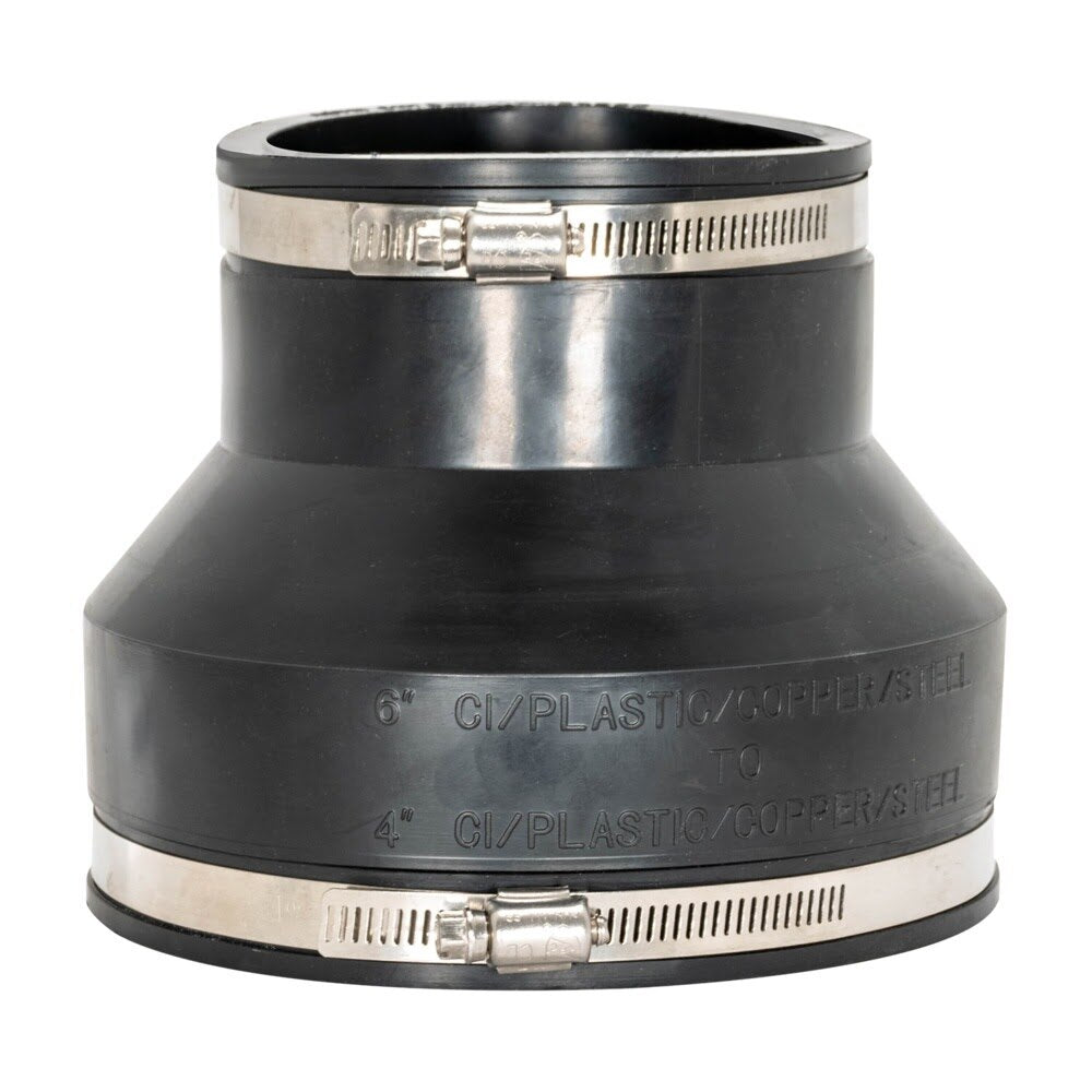 Eastman 86008 6 in x 4 in Flexible Rubber Pipe Coupling with Stainless Steel Clamps