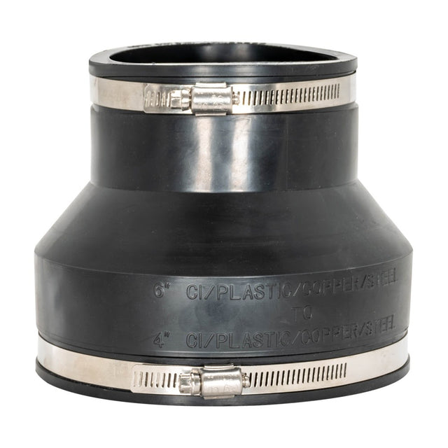 Eastman 86008 6 in x 4 in Flexible Rubber Pipe Coupling with Stainless Steel Clamps