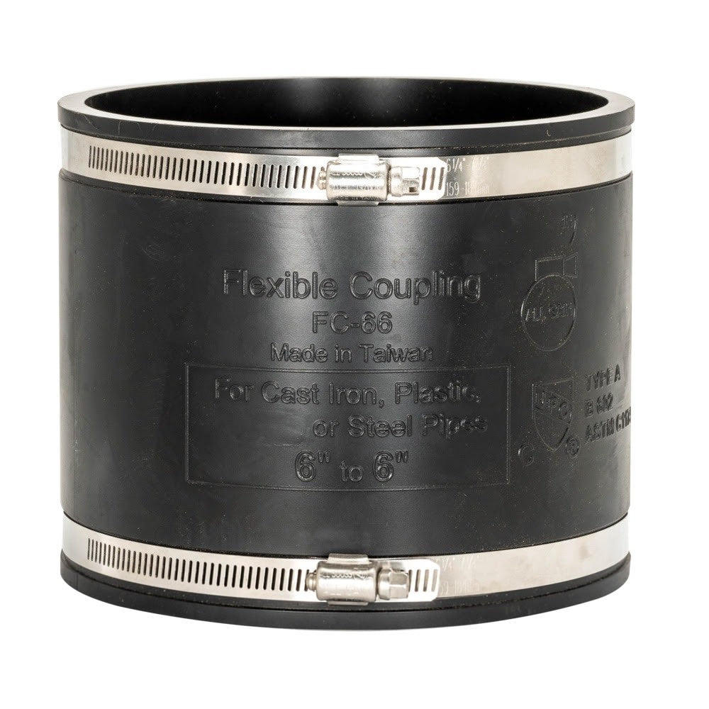 Eastman 86009 6 in x 6 in Flexible Coupling for Cast Iron Plastic or Steel Pipe