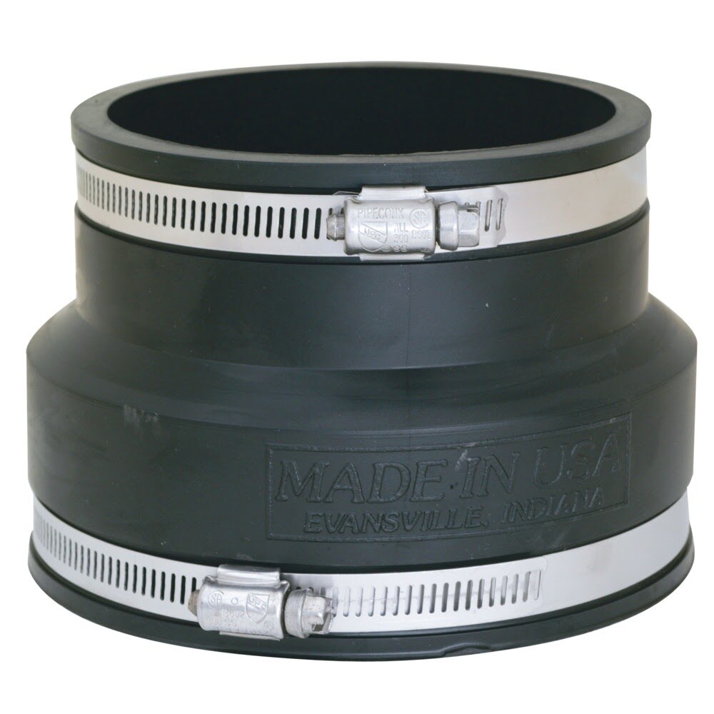 Eastman 86094 4 in x 3 in Flexible Coupling for Clay to Cast Iron or Plastic Pipe