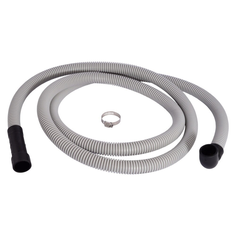 Eastman 91218 8 ft Universal Corrugated Dishwasher Discharge Hose with 90 Degree Elbow and Clamp