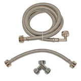 Eastman 98538 6 ft. Braided Stainless Steel Steam Dryer Water Supply Installation Kit with Elbow