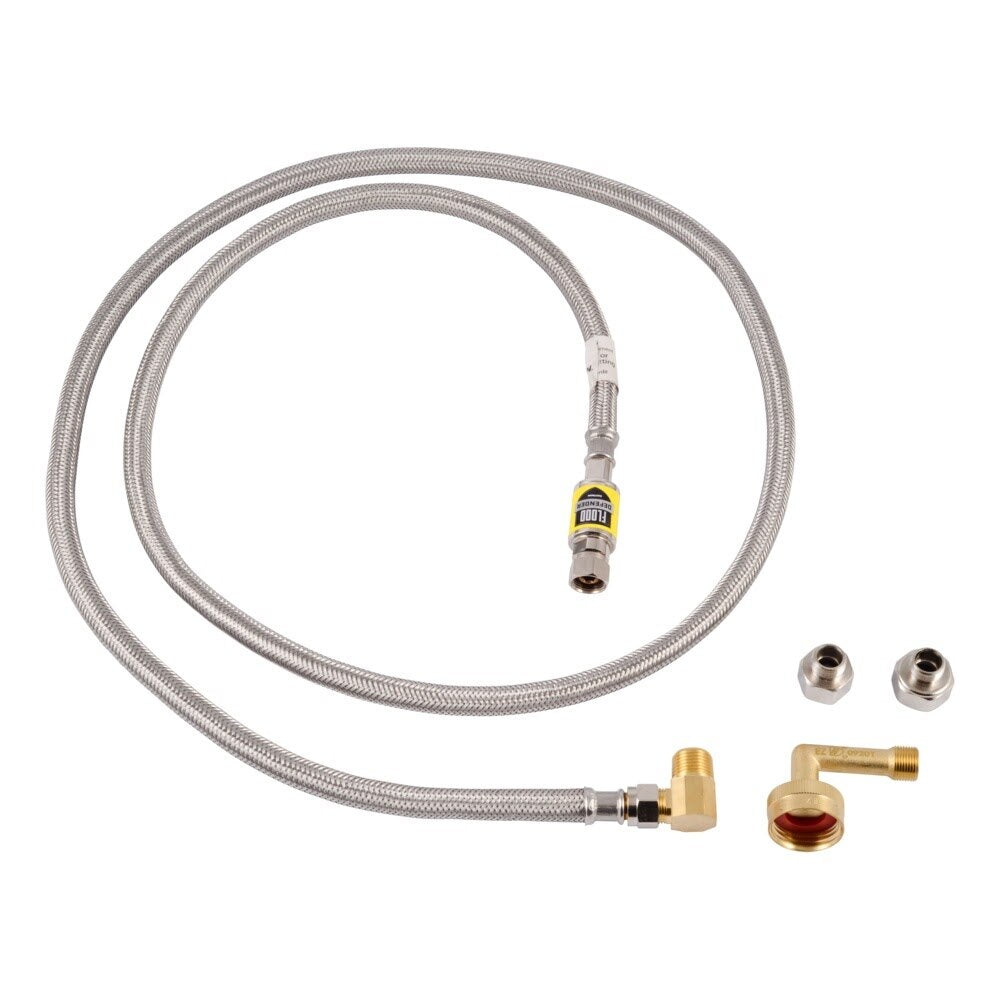 Eastman 98556 6 Ft Flood Defender Stainless Steel Dishwasher Connector Kit