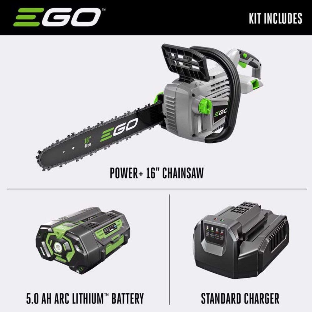 EGO CS1604 16" Chain Saw Kit (5.0Ah Battery, 210W Charger) - 5