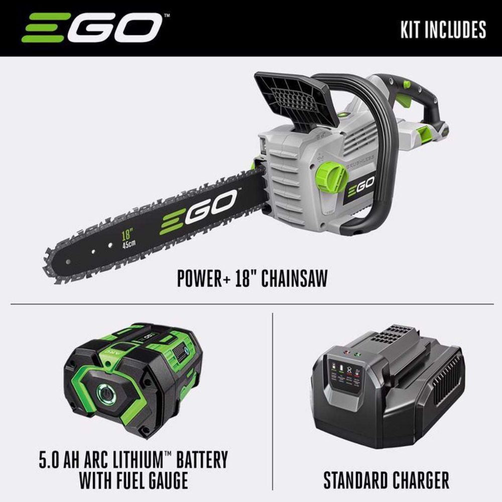 EGO CS1804-2 18" Chain Saw  Kit (2*G3 5.0Ah Battery, 550W Charger) - 4