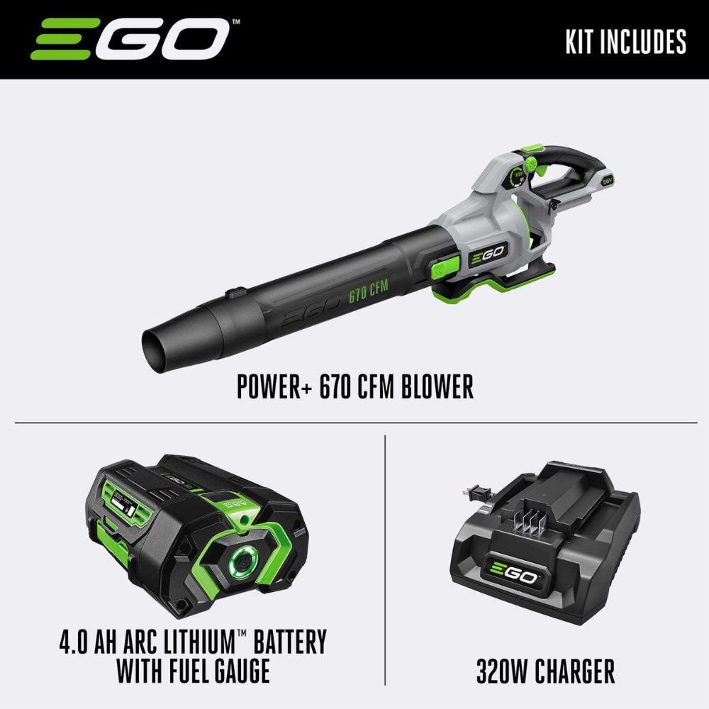 EGO LB6703 670CFM Handheld Blower Kit (4.0Ah Battery,320W Charger, w/ 1*flat nozzle, 1*cone nozzle) - 8