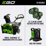 EGO SNT2114 21" Dual Port Snow Blower 2*G3 7.5Ah Kit,w/ CH2800D Charger, with steel auger - 5