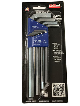 Eklind 11609 Hex L Key Set - Bright 9pc. 1.5MM-10MM,Long