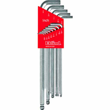 Eklind 17313 Ball Hex L Key Set - Bright 13pc. Set .050"-3/8" Extra Long