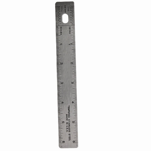 Empire Level 27303 6" Stiff Ruler  (Stainless Steel - 100ths, 64ths, 32nds, 16ths, 10ths, mm)