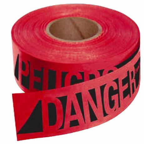 Empire Level 76-0604 500'x3" Reinforced Construction Grade DANGER/PELIGRO - Tape Red w/Black Ink