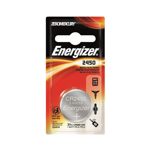 Energizer ECR2450BP CR2450 Lithium Manganese Dioxide Battery, 3 V