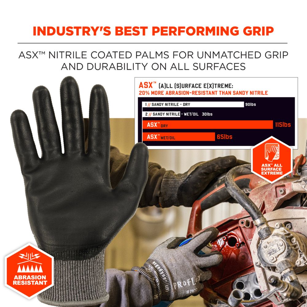 Ergodyne 10302 #7072 12-pair S Gray ANSI A7 Nitrile Coated CR Gloves - 4