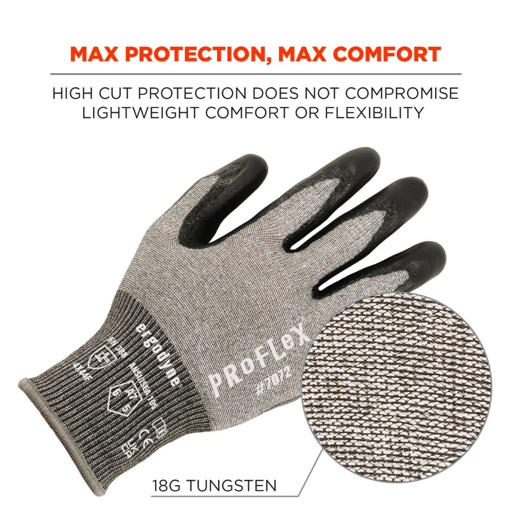 Ergodyne 10304 #7072 12-pair L Gray ANSI A7 Nitrile Coated CR Gloves - 5