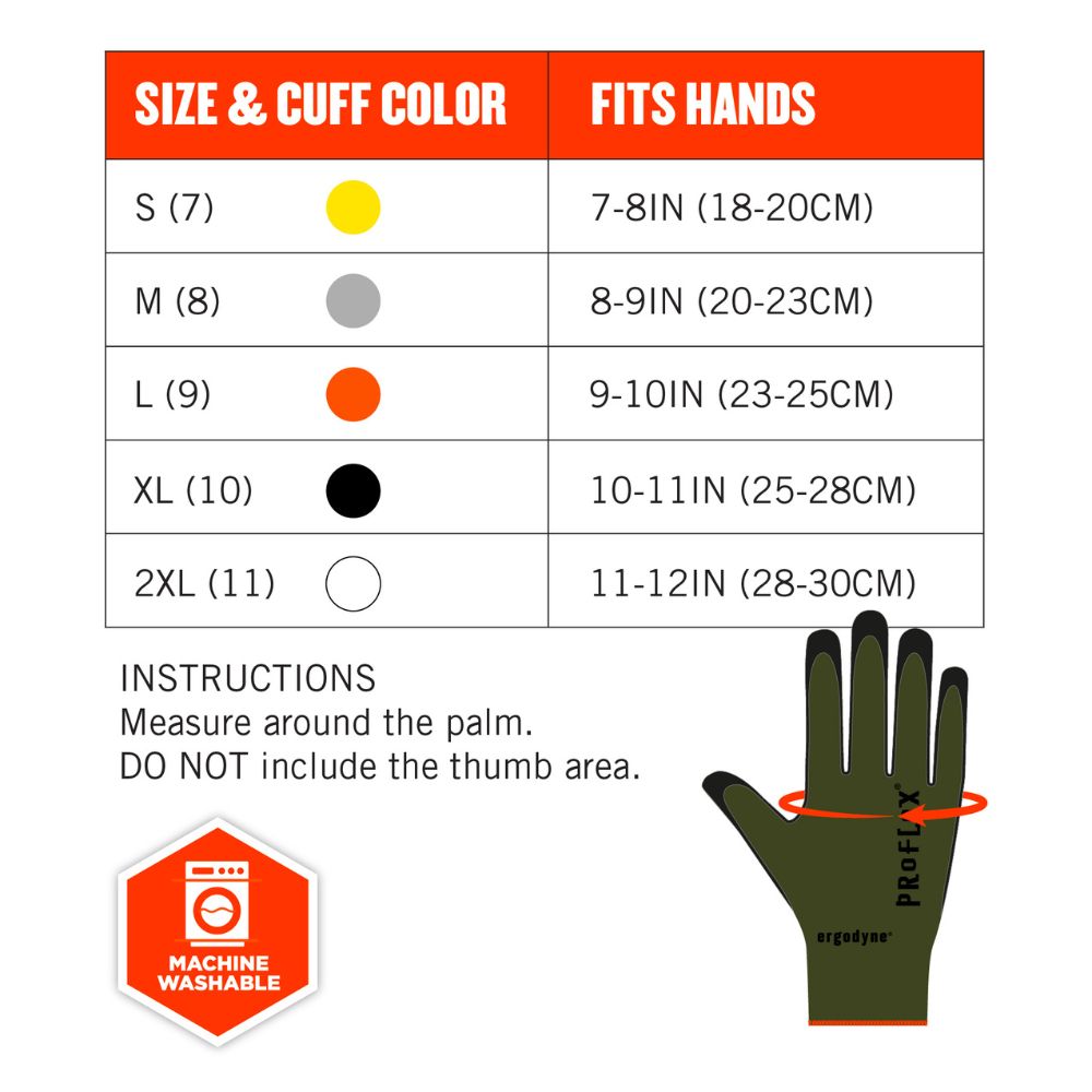 Ergodyne 10332 #7042 12-pair S Green ANSI A4 Nitrile Coated CR Gloves - 6