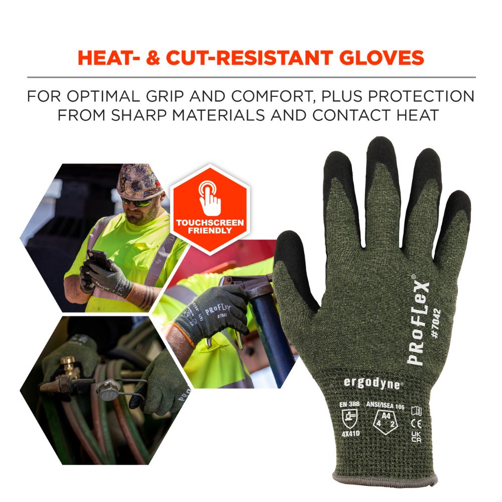 Ergodyne 10333 #7042 12-pair M Green ANSI A4 Nitrile Coated CR Gloves - 2