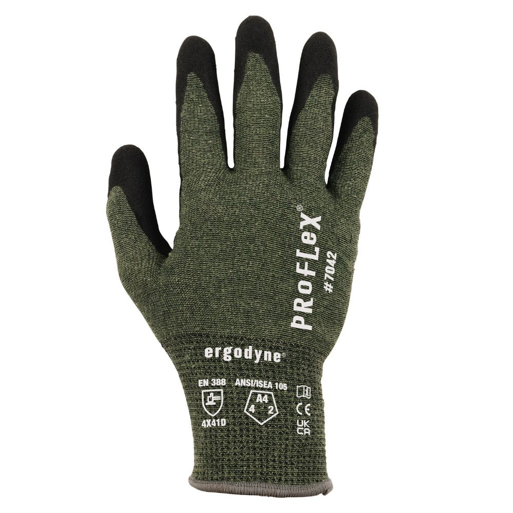 Ergodyne 10333 #7042 12-pair M Green ANSI A4 Nitrile Coated CR Gloves - 7