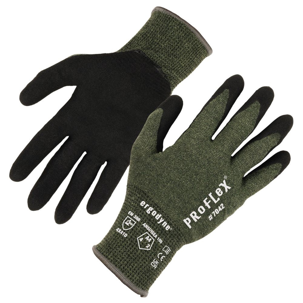 Ergodyne 10343 #7042 1-pair M Green ANSI A4 Nitrile Coated CR Gloves