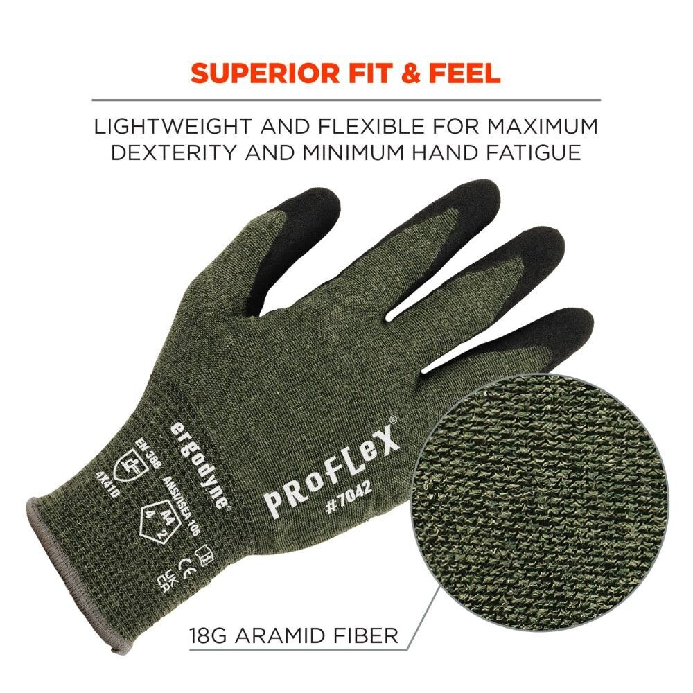 Ergodyne 10343 #7042 1-pair M Green ANSI A4 Nitrile Coated CR Gloves - 5