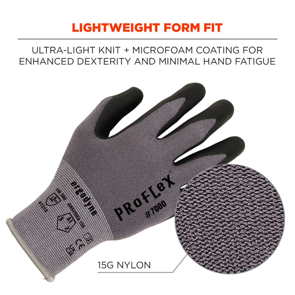 Ergodyne 10361 #7000 12-pair XS Gray Nitrile-Coated Gloves Microfoam Palm - 5