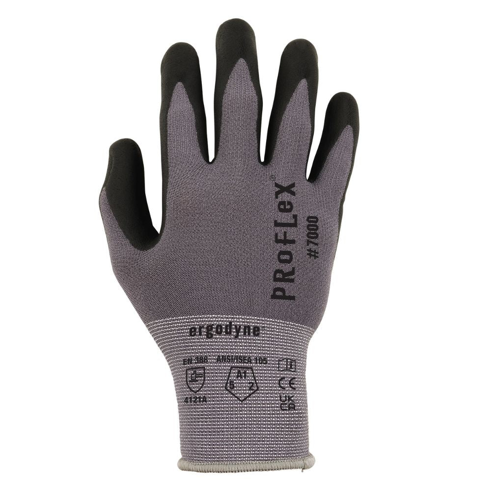 Ergodyne 10361 #7000 12-pair XS Gray Nitrile-Coated Gloves Microfoam Palm - 7