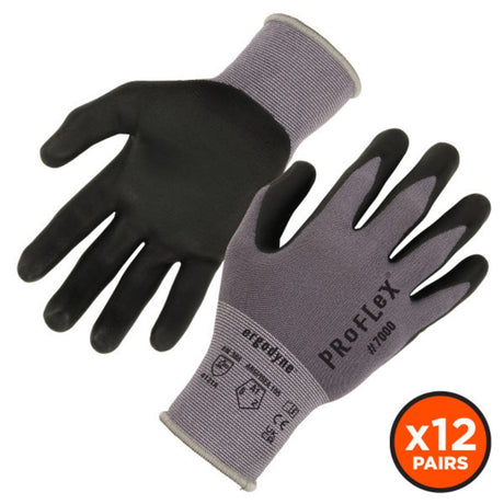 Ergodyne 10362 #7000 12-pair S Gray Nitrile-Coated Gloves Microfoam Palm