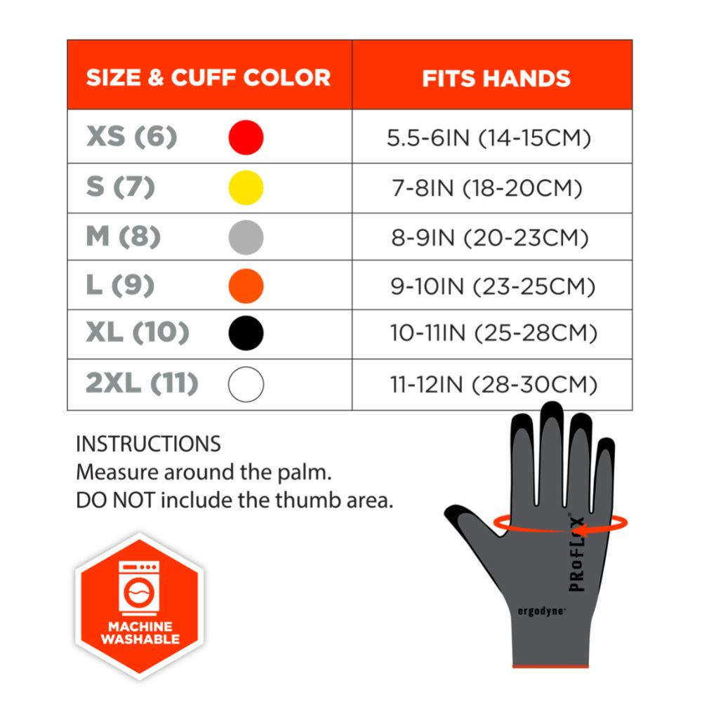 Ergodyne 10362 #7000 12-pair S Gray Nitrile-Coated Gloves Microfoam Palm - 6