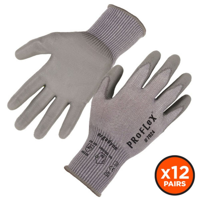 Ergodyne 10392 #7024 12-pair S Gray ANSI A2 PU Coated CR Gloves