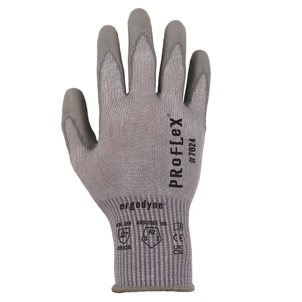 Ergodyne 10403 #7024 1-pair M Gray ANSI A2 PU Coated CR Gloves - 7