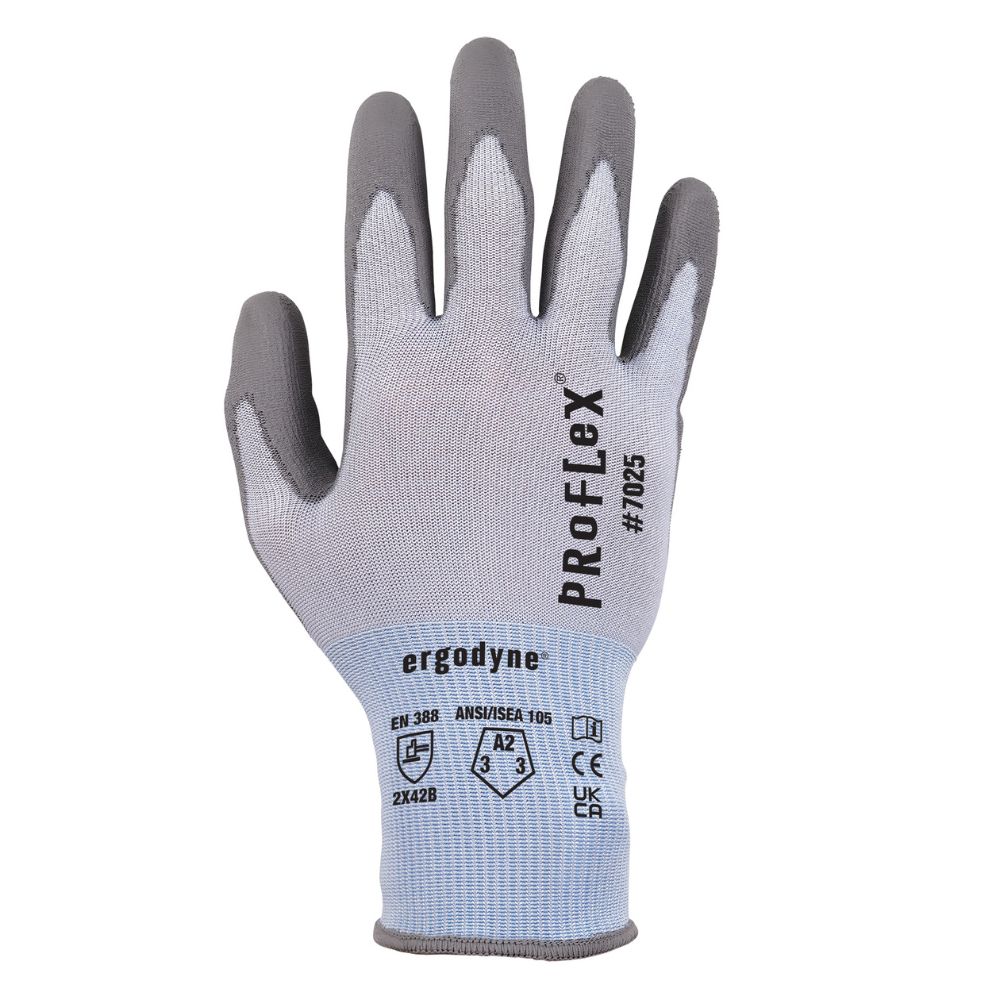 Ergodyne 10424 #7025 12-pair L Blue ANSI A2 PU Coated CR Gloves - 7