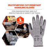 Ergodyne 10452 #7030 12-pair S Gray ANSI A3 PU Coated CR Gloves - 2