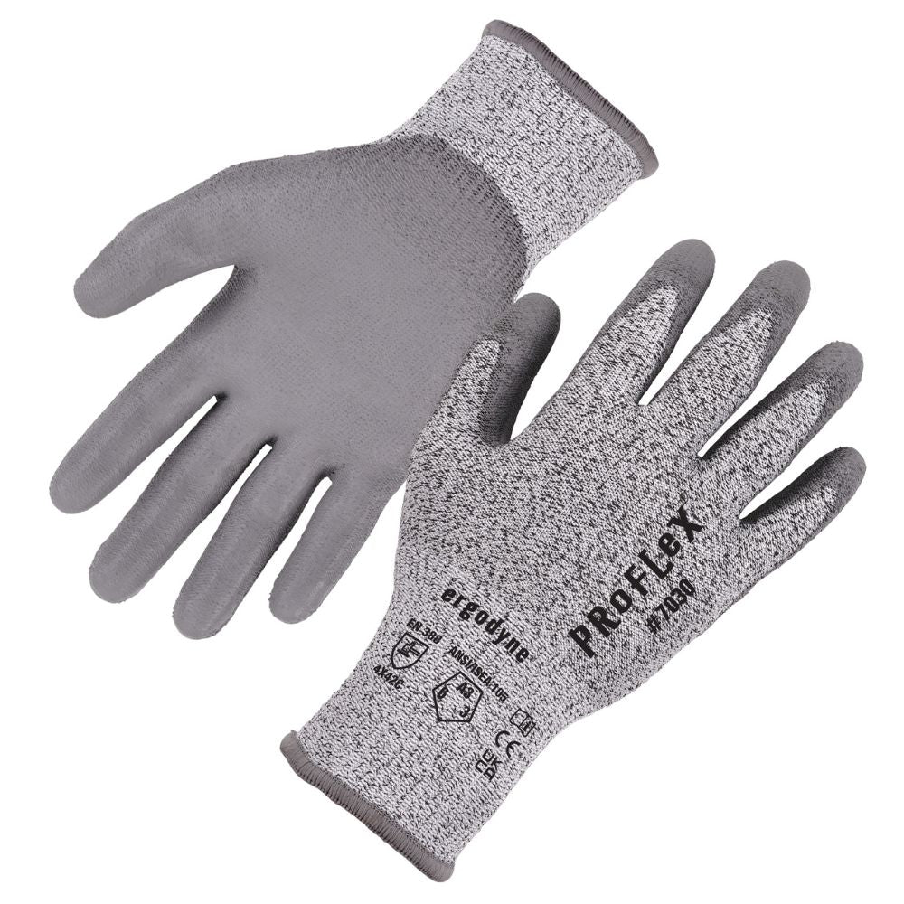 Ergodyne 10463 #7030 1-pair M Gray ANSI A3 PU Coated CR Gloves