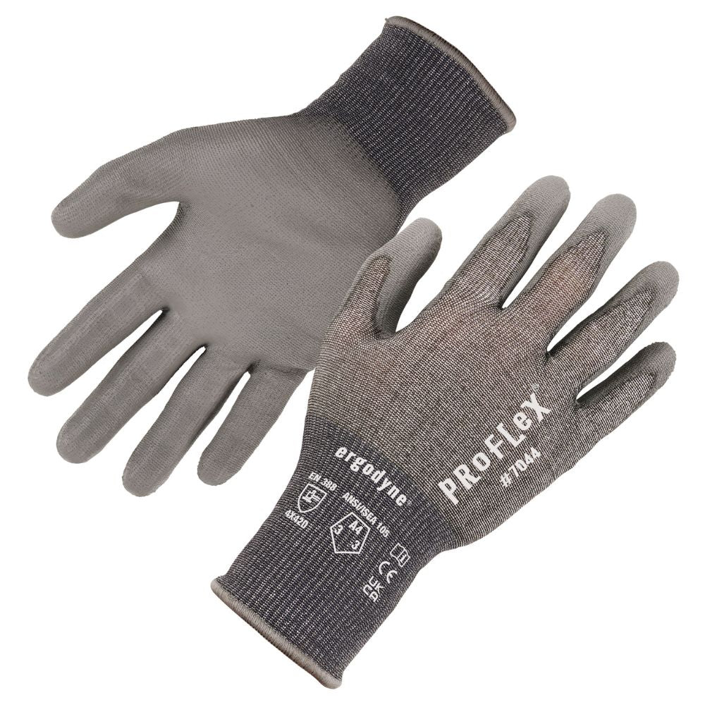 Ergodyne 10492 #7044 1-pair S Gray ANSI A4 PU Coated CR Gloves