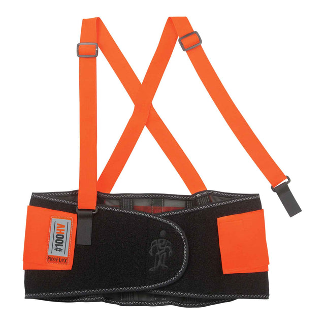 Ergodyne 11882 ProFlex 100HV Economy Spandex Hi-Vis Back Support, Small, HV Orange